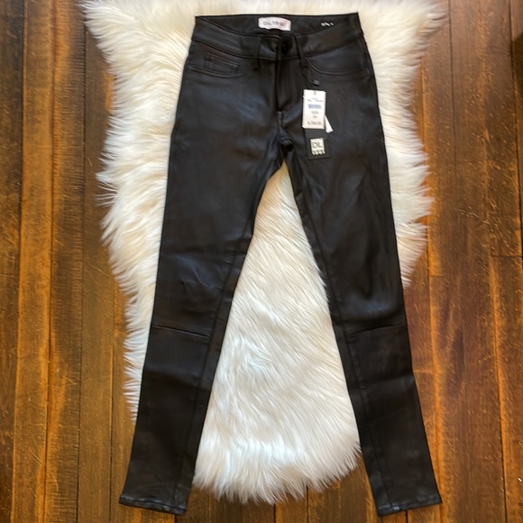 NWT DL1961 Emma Power Legging Leather & Coated Jeans Poseidon - Picture 8 of 17